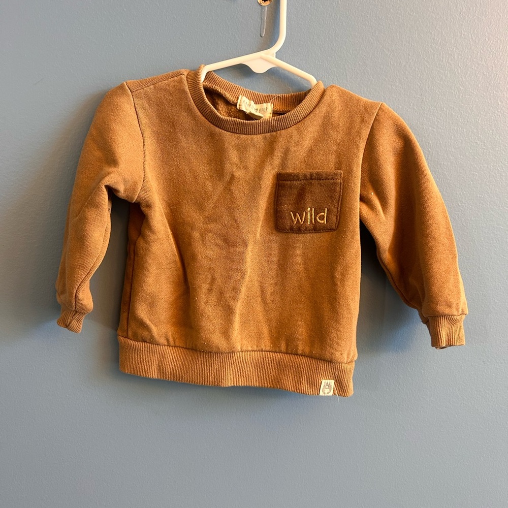 Cozy Brown Kids Sweatshirt with 'Wild' Pocket